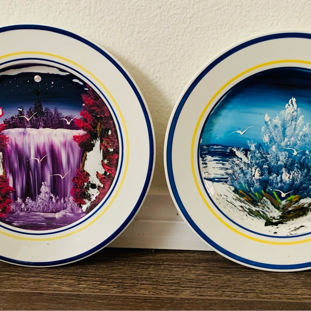 Decorative Plates with Nature Scenes